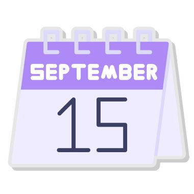 Düz stil takvim simgesi. Beyaz arka planda vektör çizimi. Eylül ayı takvimi.