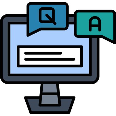 dizüstü bilgisayar sohbet simgesi, vektör illüstrasyonu