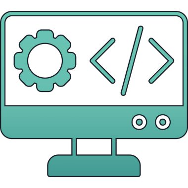 Kodlama. Web simgesi basit illüstrasyon