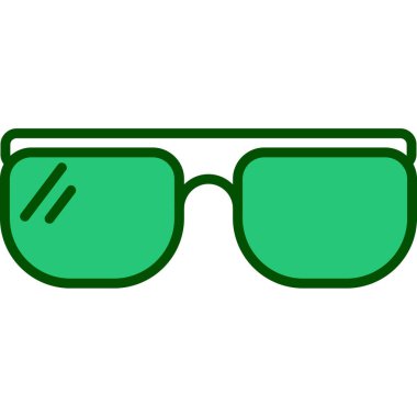 Yeşil güneş gözlüğü ikonu. Web için özet çizimi yeşil gözlük vektör simgeleri