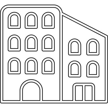 Pencereleri izole edilmiş simge tasarımı, vektör illüstrasyon grafiği olan bina
