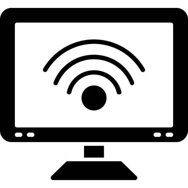 Basit bir şekilde izole edilmiş vektör illüstrasyonunda dizüstü bilgisayar wifi simgesi