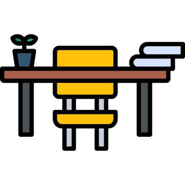 Sandalyeli masa ve sandalye vektör tasarımı