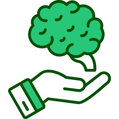 Yeşil yaprak simgesini tutan el.