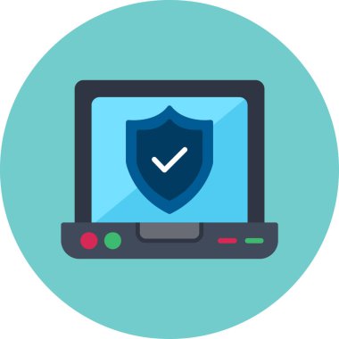 Güvenli kalkan vektör çizimine sahip dizüstü bilgisayar