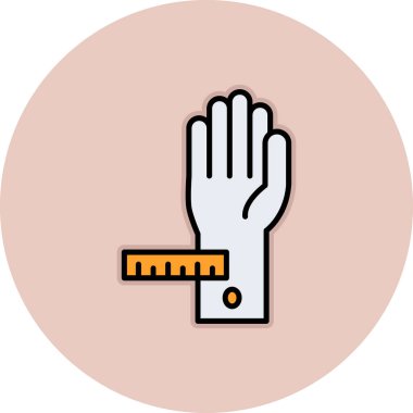 Ölçüm simgesiyle birlikte el. Web için el ölçümü vektör simgelerinin özet çizimi
