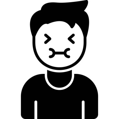 Siyah beyaz vektör çizimine sahip kızgın adam