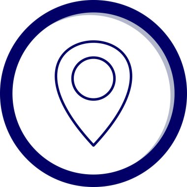 Harita işaretleyici vektör simgesi. biçim iki renkli düz simge, kobalt ve gri renkler, yuvarlak açılar, beyaz arkaplan.