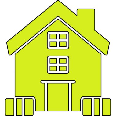 Evin yeşil ve sarı ikonunun vektör illüstrasyonu