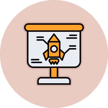 Roket. Web simgesi basit illüstrasyon