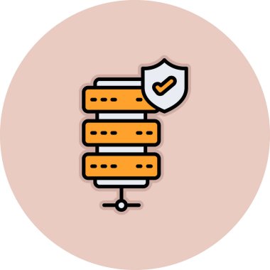 Veri koruma simgesi renk ana hatları vektörü