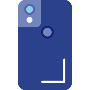 Kameralı ve düğmeli mavi akıllı telefon.