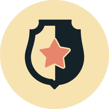 Yıldız sembolü simgesi olan kalkan, vektör çizimi