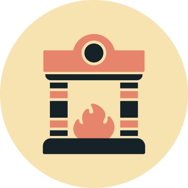 şömine web simgesi, vektör çizim