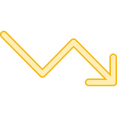 Sarı çizgili ok işareti. Beyaz arka planda izole edilmiş. vektör stoku illüstrasyonu.