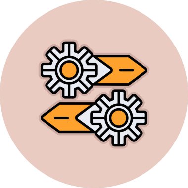 dişliler ve oklar. vektör simgesi.