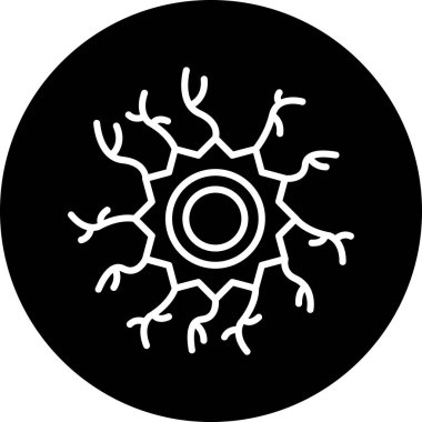 Güneşin yuvarlak bir sembolünün siyah silueti. vektör illüstrasyonu.