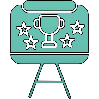 Şampiyon kupa simgesi renk ana hatları vektörü