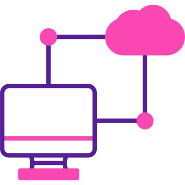 Bulut hesaplama simgesinin vektör illüstrasyonu, teknoloji kavramı