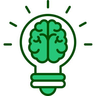 Ampul simgesi. Web için beyin vektör simgelerinin özet çizimi