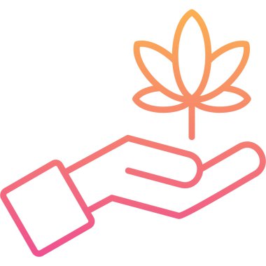 Esrar marihuana yaprağı simgesi ana hatları biçiminde