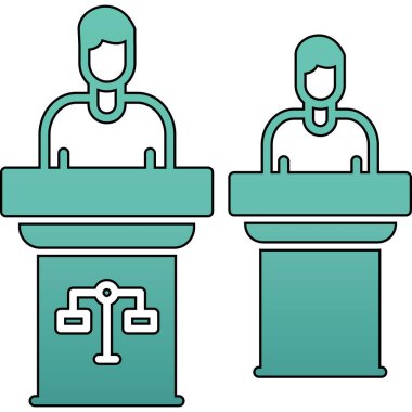 izleyici konferansı simgesi beyaz arkaplanda izole edilmiş ana hat biçiminde.