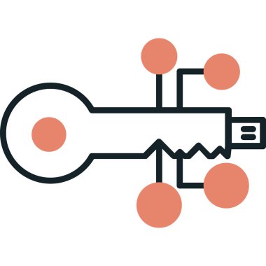 anahtar kilit güvenlik simgesi ana hat biçiminde