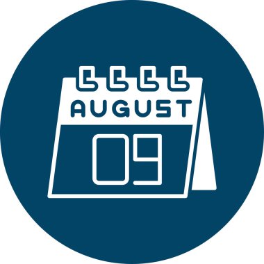Tek bir simge biçim illüstrasyonunda 8 Ağustos tarihi