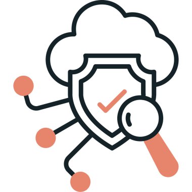 bulut güvenlik simgesi, vektör çizim