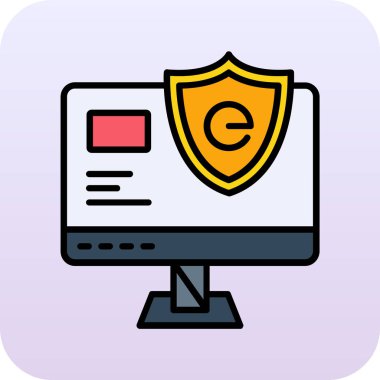 İnternet güvenlik renk simgesi, vektör illüstrasyonu