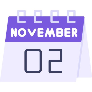 Kasım 2 - takvim simgesi, basit vektör illüstrasyonu