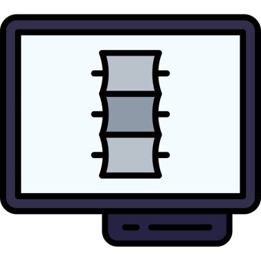 Bilgisayar monitörü simgesi. Taslak bilgisayar monitörü vektör rengi düz izole