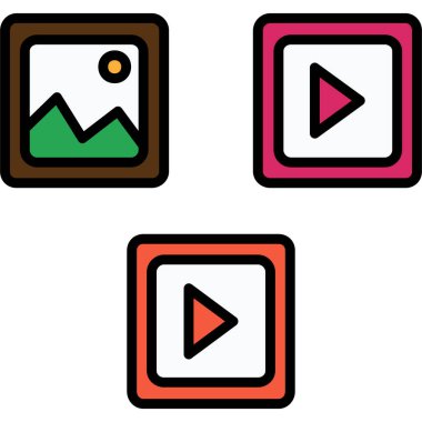 video oynatma simgesi seti. renk vektör tasarımı illüstrasyonu