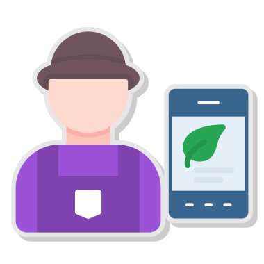 Akıllı telefon vektör simgesine sahip adam