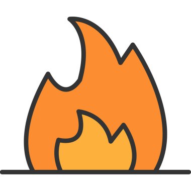 Alev ikonu vektörü. Ateş alevinin ana hatları. renk izole kontur sembolü çizimi