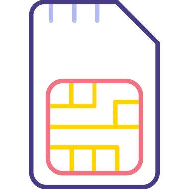 sim kart simgesi renk ana hatları vektörü