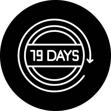19 gün geri sayım simgesi, vektör illüstrasyonu