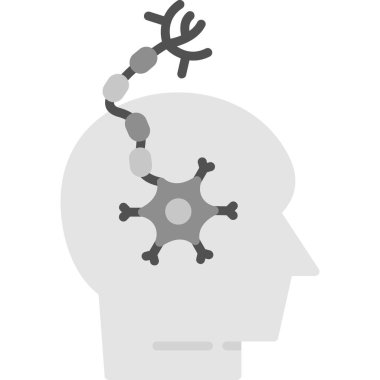 Zincir ikonlu beyin. Beyni olan basit bir beyin tasarımı. beyaz üzerine izole