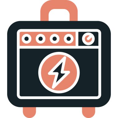 Elektrik yükleme istasyonu vektör simgesi. biçim düz renk sembolü, turuncu ve gri renkler, yuvarlak açılar,