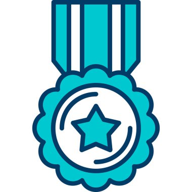 Düz dizaynlı madalya ödülü simgesi beyaz arkaplanda izole