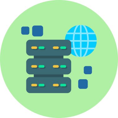 düz biçimli ağ sunucu veri simgesi