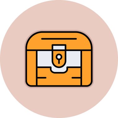 Kilitli turuncu hazine sandığı.