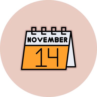 Kasımın 14 'ü. Ayın 4 'ü, takvim tarihi simgesi. Planlama takvimi. Zaman yönetimi. Takvim beyaza izole edildi