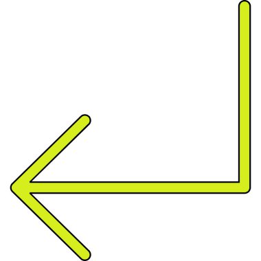 Beyaz arkaplanda sarı ve yeşil renkli ok simgesi