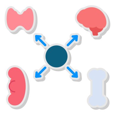 İnsan organları simgesi. Web için insan mide vektör simgesinin karikatür çizimi