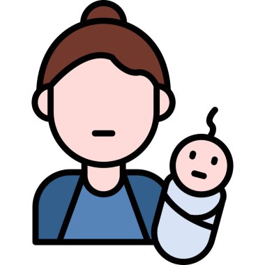 Süt rengi çizgi ikonu olan bebek. vektör illüstrasyonu