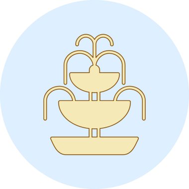 Bir kase su ve nilüfer ikonu, çizgi tarzı.