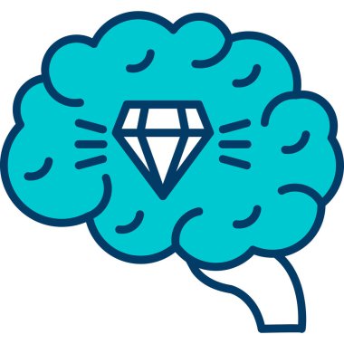 Elmas simgesi vektör illüstrasyon tasarımlı beyin