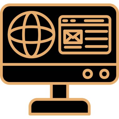 Tarayıcı izleyici internet simgesi doldurulmuş ana hatlar biçiminde