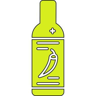 Bir şişe zeytinyağı ve biber vektörü çizimi